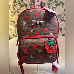 Juicy Couture Viral Strawberry Print Backpack - Brown and Red NWT